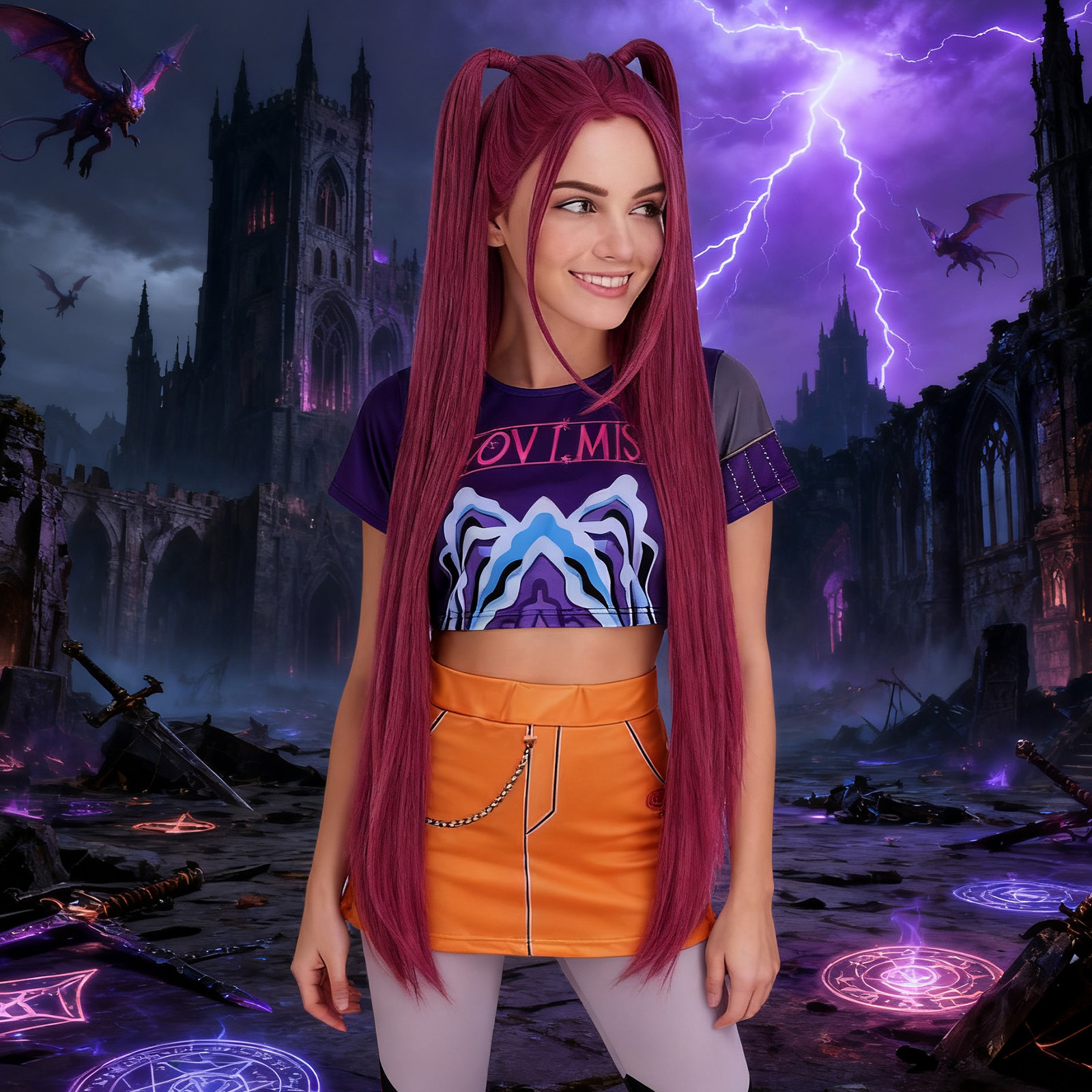 Skpop鲁米仿真头皮顶动漫假发猎魔女团 米拉 cos假发 佐伊 2025新