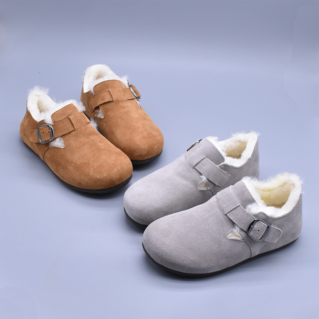 实体好货秋冬保暖牛皮吐司厚底勃肯鞋舒适休闲经典包头冬季棉鞋潮