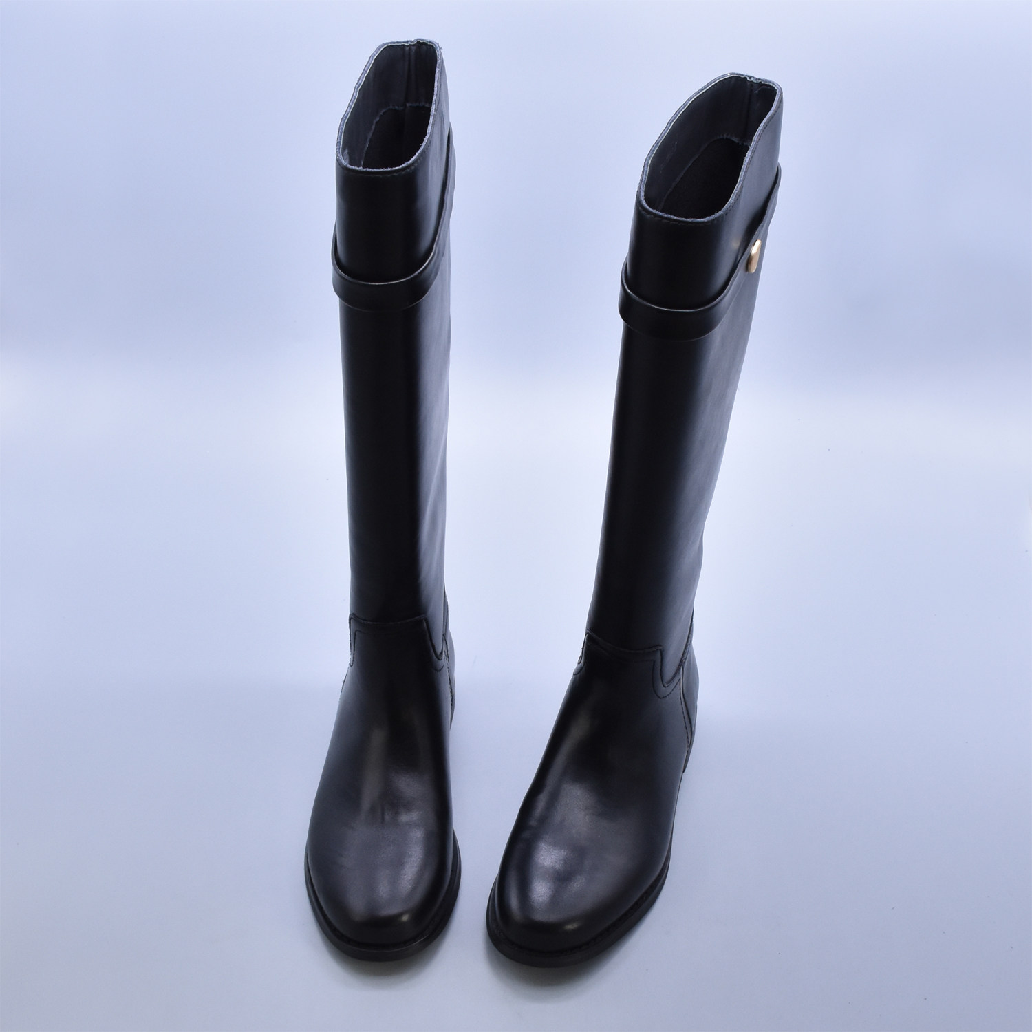 韩版显腿直骑士靴高筒粗跟长靴圆头女靴粗跟软底秋季牛皮单靴包邮,女鞋,骑士靴,淘宝优惠券,粉丝福利购,淘宝优惠卷