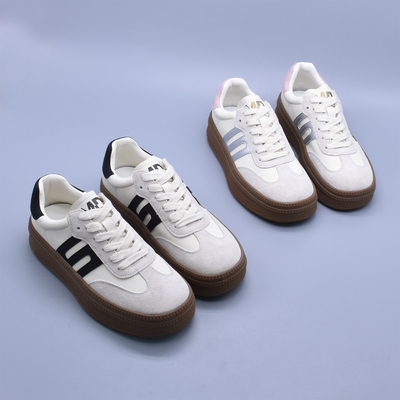 百搭厚底牛皮阿甘鞋休闲轻便舒适型INS超火休闲圆头防滑德训女鞋