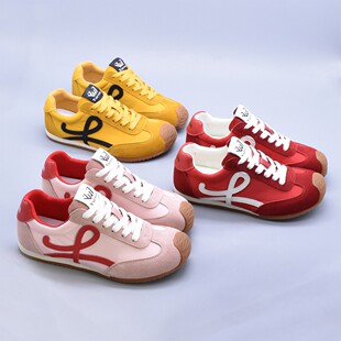 系带牛皮阿甘鞋 微瑕芭蕾风德训鞋 女2025新款 头休闲鞋 女 不对称大鞋