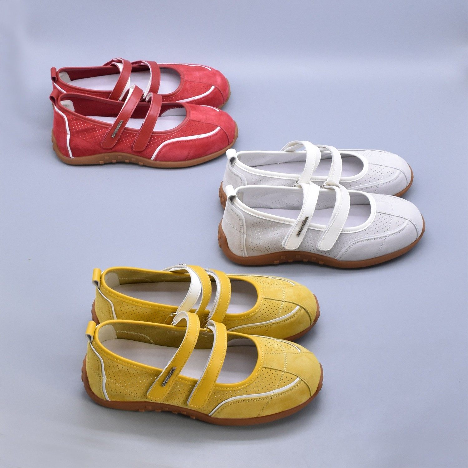 夏季新款百搭双魔术贴软底软面芭蕾单鞋玛丽珍运动风红色德训鞋潮,女鞋,时尚休闲鞋,淘宝优惠券,粉丝福利购,淘宝优惠卷