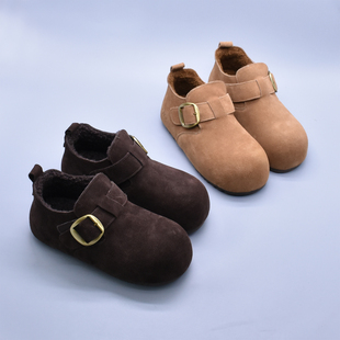 内增高冬季百搭毛毛鞋女鞋复古休闲卡皮巴拉勃肯鞋软底加绒棉鞋潮