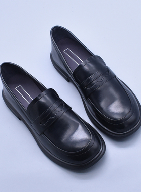 韩版乐福鞋一脚蹬软底小皮鞋JK鞋显瘦百搭英伦风黑色单鞋猪皮鞋垫