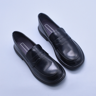 韩版乐福鞋一脚蹬软底小皮鞋JK鞋显瘦百搭英伦风黑色单鞋猪皮鞋垫