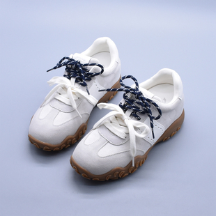 春季新款百搭软底内增高鸳鸯鞋带运动休闲德训鞋女羊皮鞋垫潮包邮