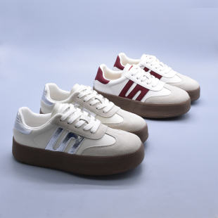 百搭厚底牛皮阿甘鞋 休闲轻便舒适型INS超火休闲圆头防滑德训女鞋