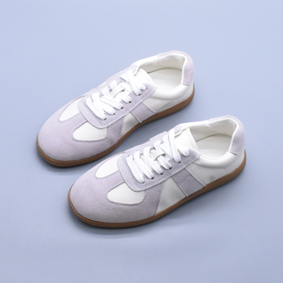 特~百搭真皮德训鞋小白鞋圆头板鞋百搭平底运动休闲鞋ins潮女鞋