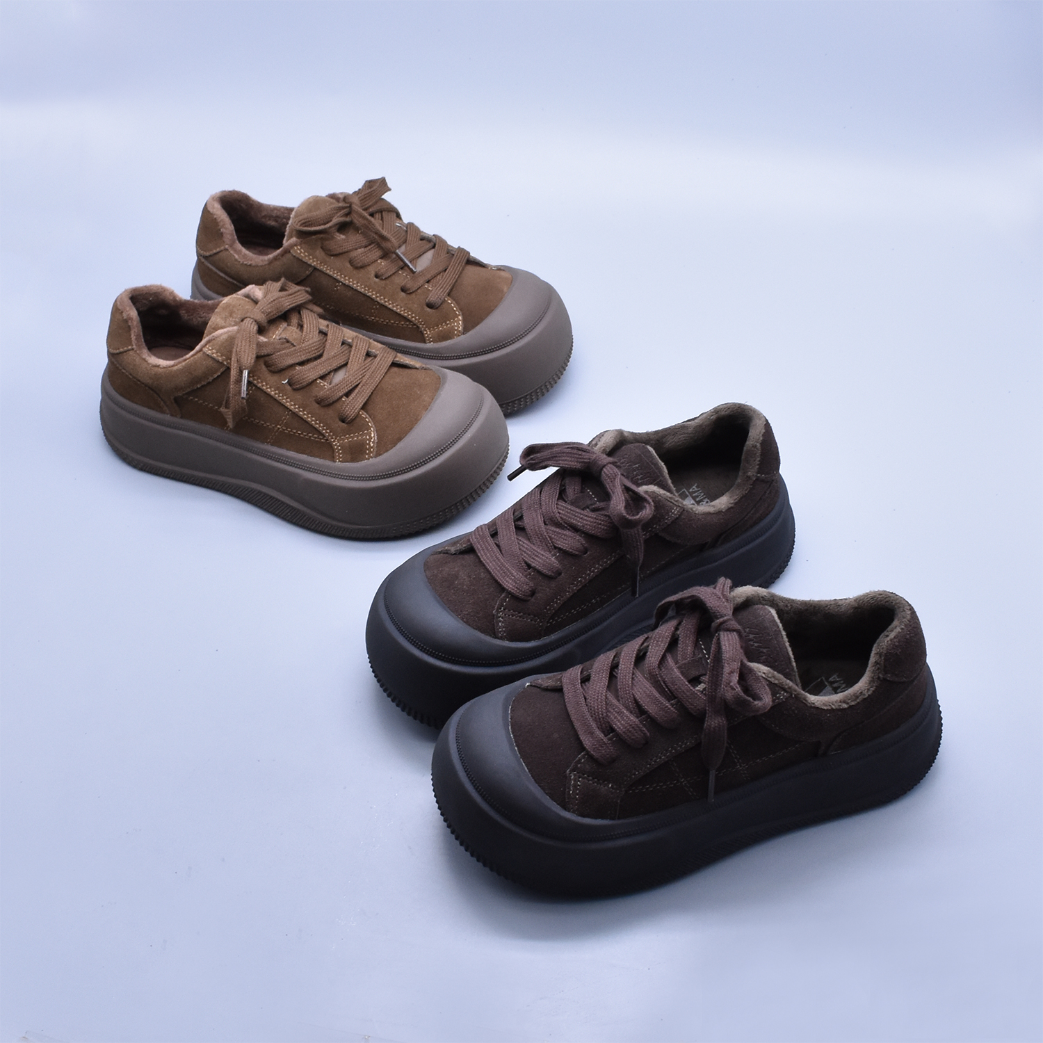 秋冬加绒松糕厚底大头面包鞋女2025新款复古超火爆款百搭棉鞋包邮