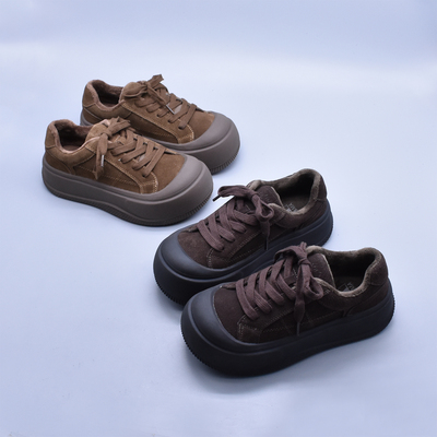 秋冬加绒松糕厚底大头面包鞋女2025新款复古超火爆款百搭棉鞋包邮