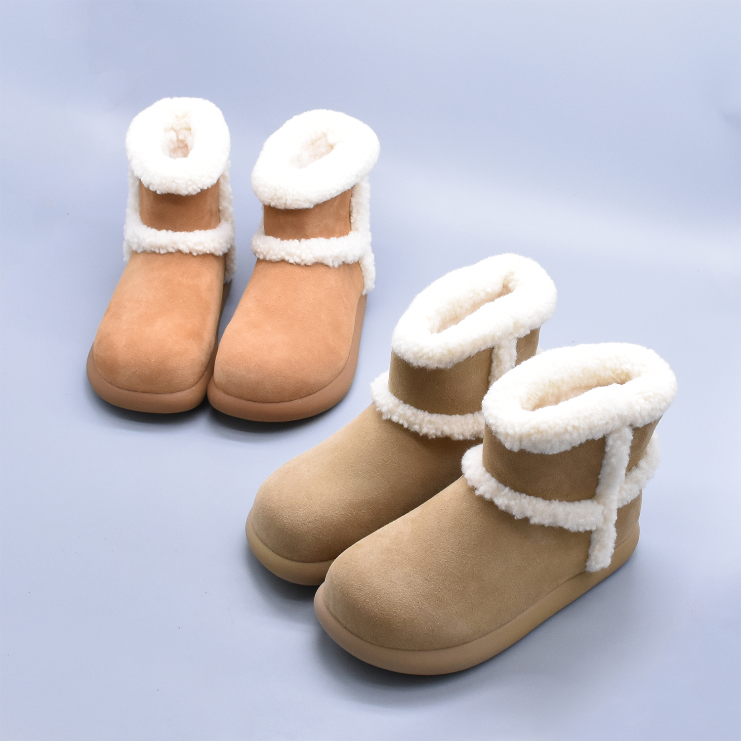 实体好货软面厚绒厚底保暖雪地靴冬季防滑百搭加厚棉靴简约短靴软