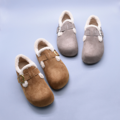 实体好货冬季保暖牛皮吐司厚底勃肯鞋内增高休闲经典包头冬季棉鞋