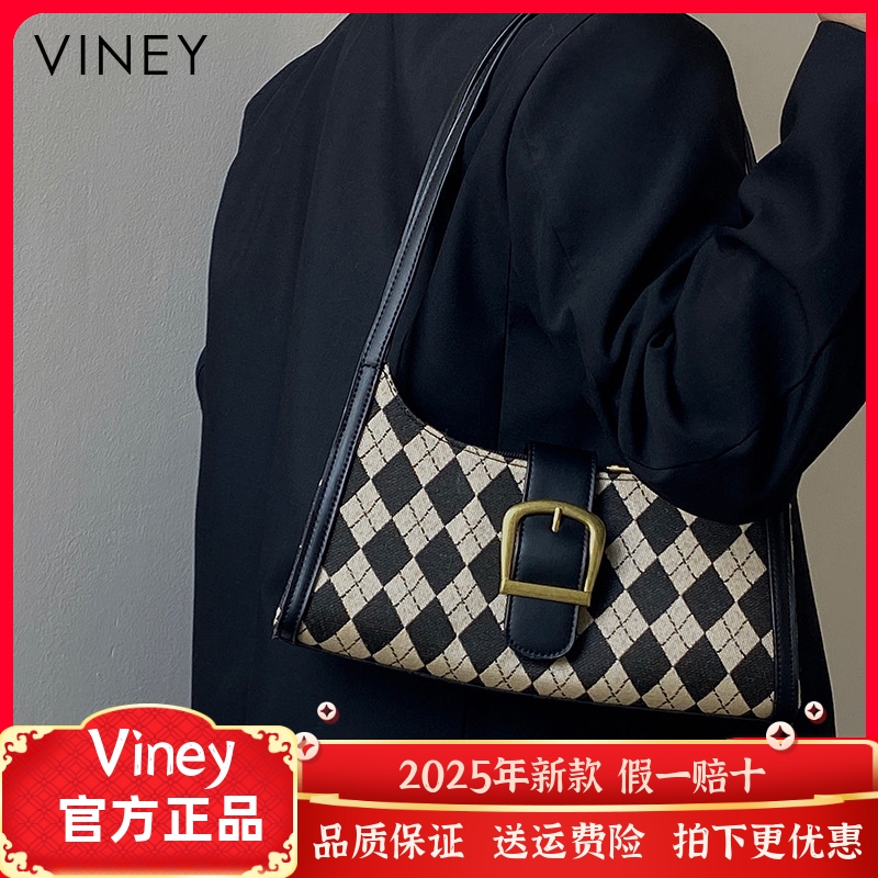 Viney包包2022新款女包帆布腋下包秋冬高级感时尚单肩包法棍小包