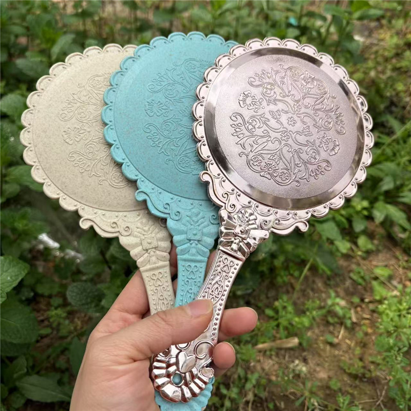 特价手柄化妆镜 美容化妆小镜子 高清欧式复古雕花便携镜子手持镜