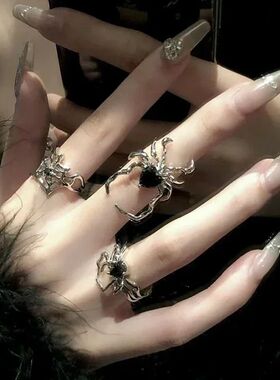 Gothic Punk Black Zircon Animal Spider Finger Rings for Wome
