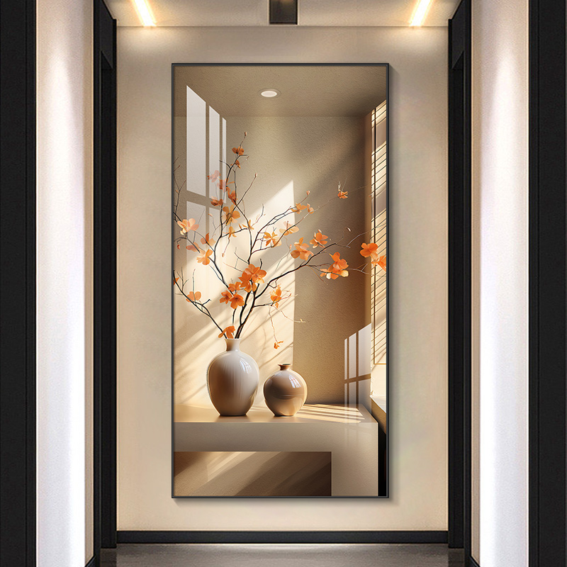 玄关装饰画现代简约入户正对门壁画小清新走廊过道挂画竖版墙画