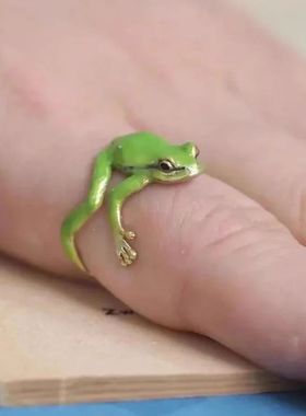 Mini Green e Frog Ring Frog Open Rings for Women Men Metal C