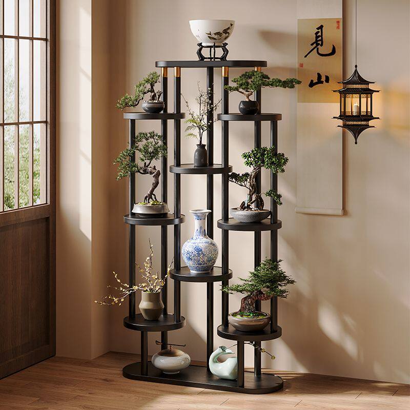 多层多宝阁客厅落地式复古博古架阳台实木中式小型置物架展示架子