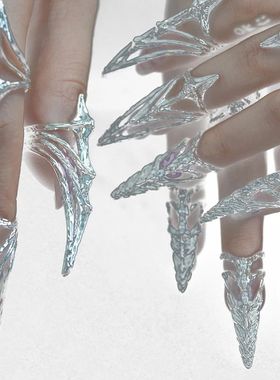 Punk Metal Nail  Bone Ring Gothic Rock Machinery Manicure Fi