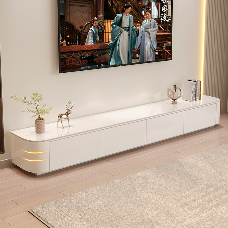 全友家居岩板电视柜客厅家用落地小户型2025新款奶油风实木茶几电