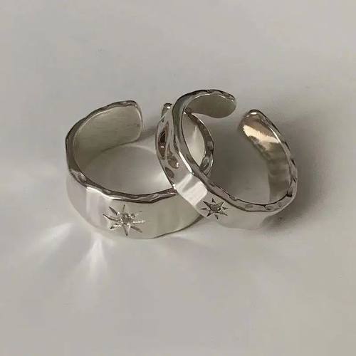 2pcs Y2K Shiny Star Opened Rings for Men Women Hiphop Star Z