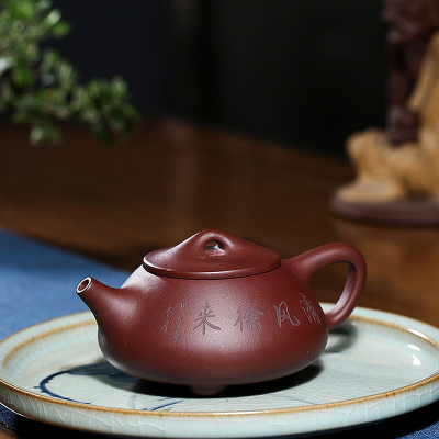 茶壶宜兴手绘紫砂壶名家手工家用泡茶原矿紫泥石瓢壶中式茶具单壶