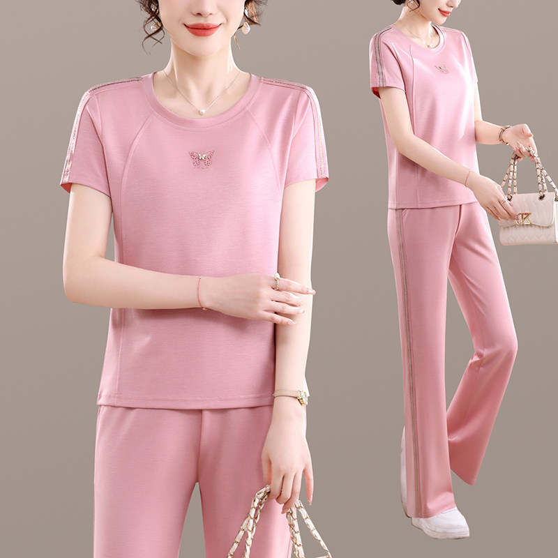 名牌女士休闲运动套装女2026新款洋气减龄大码夏装广场舞服一整套