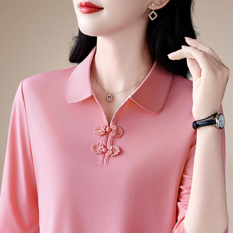 品牌女士长袖t恤女2026年春季新款宽松大码上衣中年妈妈打底小衫