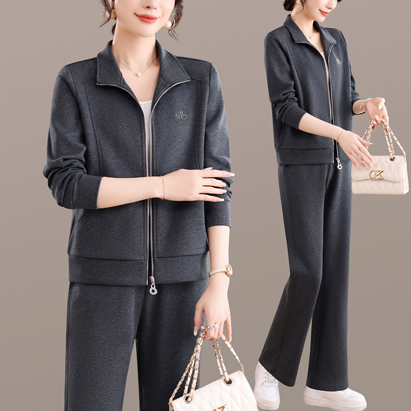 2026春季新款休闲运动套装女时尚气质修身拉链开衫两件套