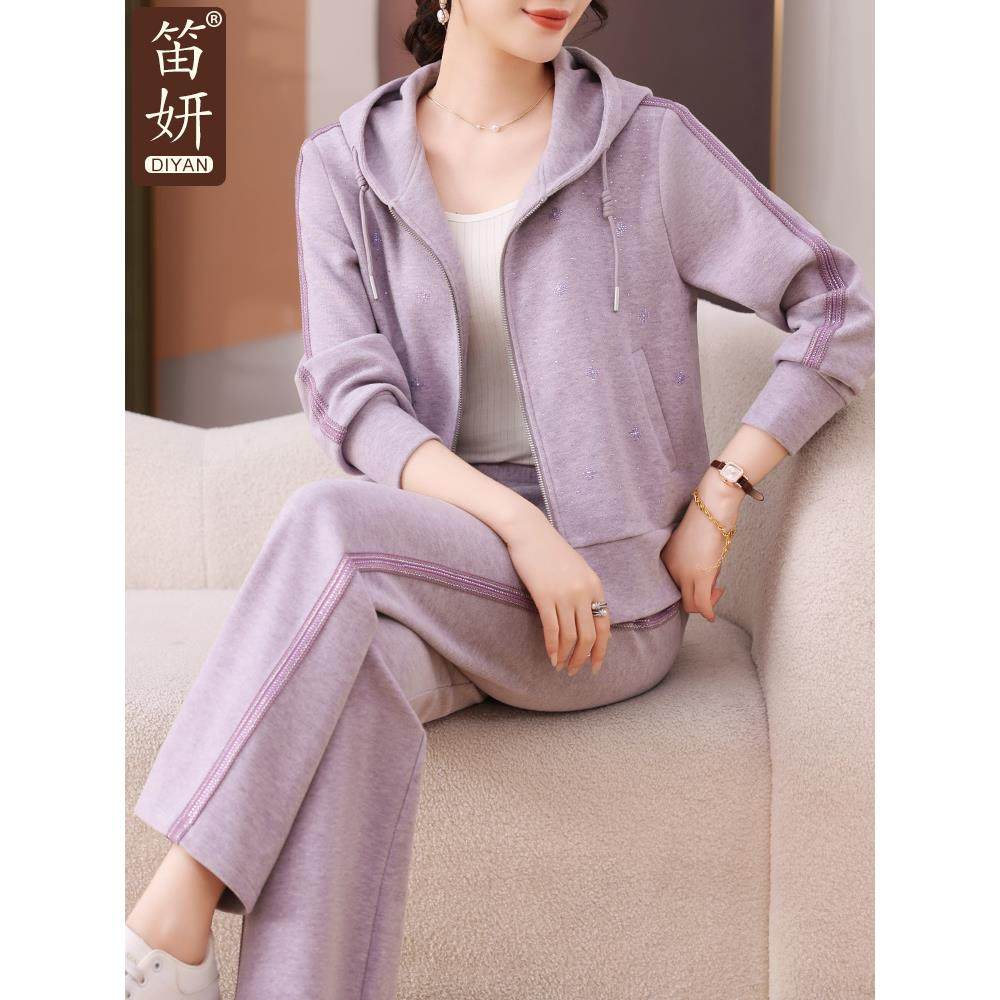 气质妈妈秋装开衫卫衣外套小个子休闲运动服套装女春秋上衣两件套