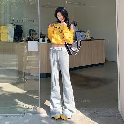 奥莱maxsmla25年春夏新款 blok运动高腰微喇休闲裤女