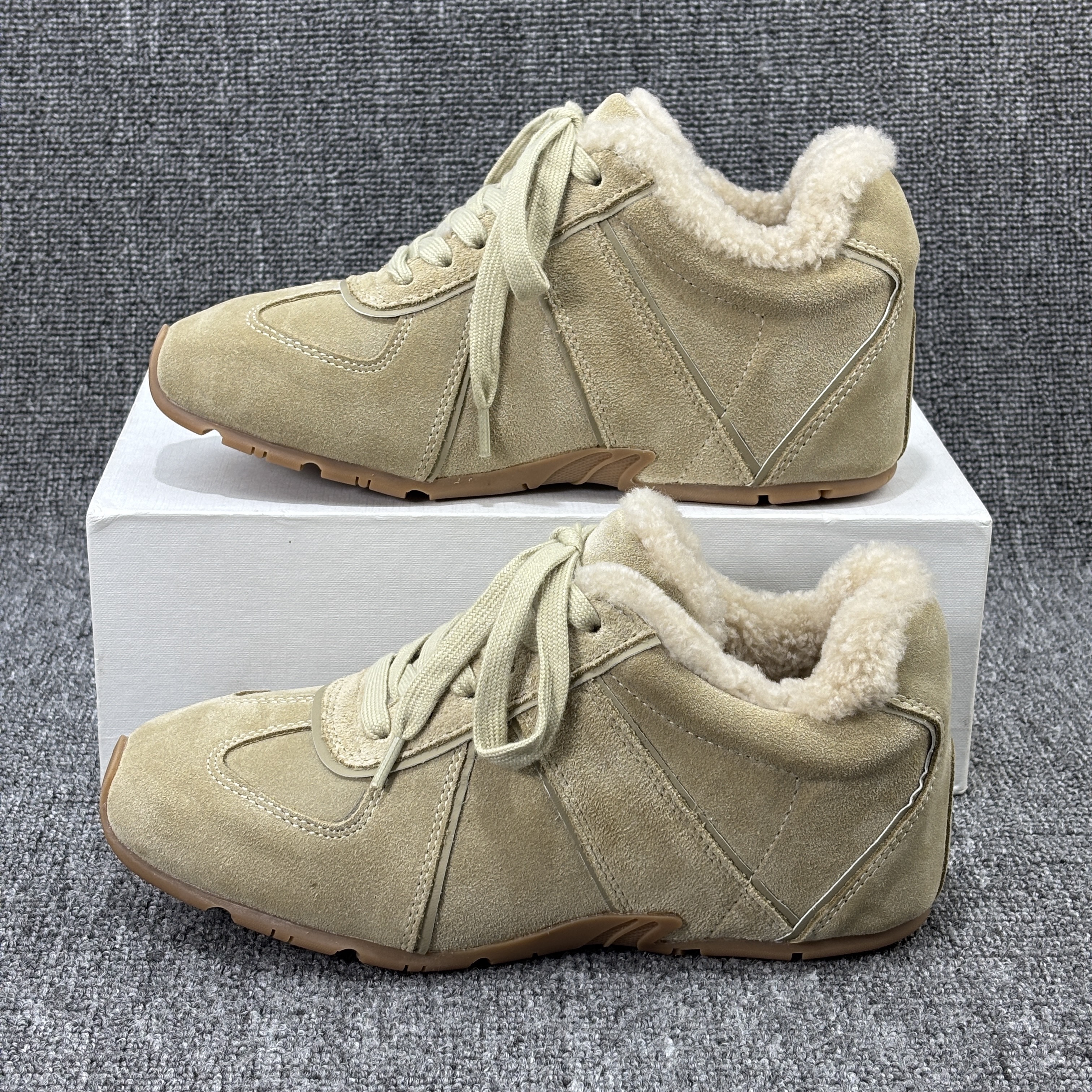 欧货羊羔毛大棉鞋真皮内增高女鞋2025新款加绒德训鞋欧洲站阿甘鞋