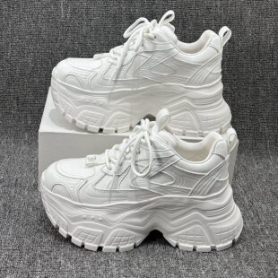 8CM增高超火老爹鞋 欧洲站2026春季 欧货爆款 真皮厚底小白鞋 女 新款