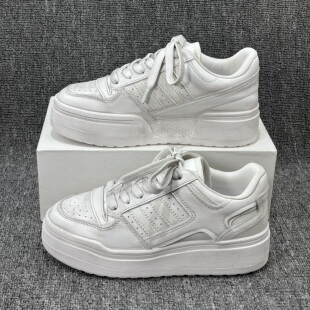 休闲运动板鞋 女欧洲站做旧脏脏鞋 真皮厚底松糕小白鞋 欧货2025新款