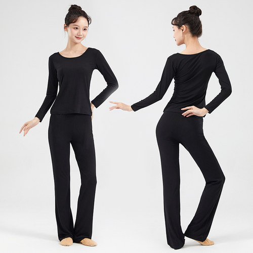 黑色舞蹈练功服套装女