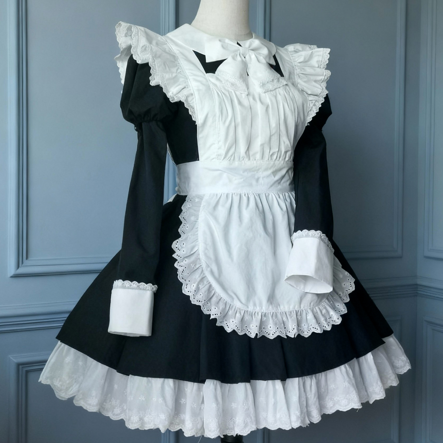 女仆装Lolita女佣洛丽塔佯装经典女仆服纯棉黑白连衣裙长袖短袖