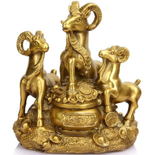 铜三羊开泰摆件 铜羊摆件 铜聚宝盆羊摆件 三阳开泰摆件 生肖羊