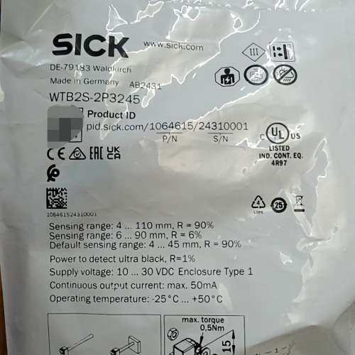 （议价)SICK西克光电传感器WTB2S-2P3245，