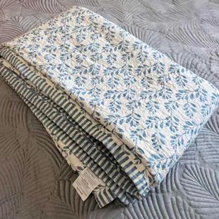 出口外贸超大尺寸双面纯棉夹棉花床盖清新绗缝加厚床单榻榻米炕盖