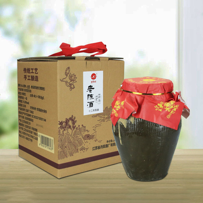 旦阳牌坛装老陈酒传统糯米酿造半甜型丹阳善酿黄酒1坛价 送礼饮用