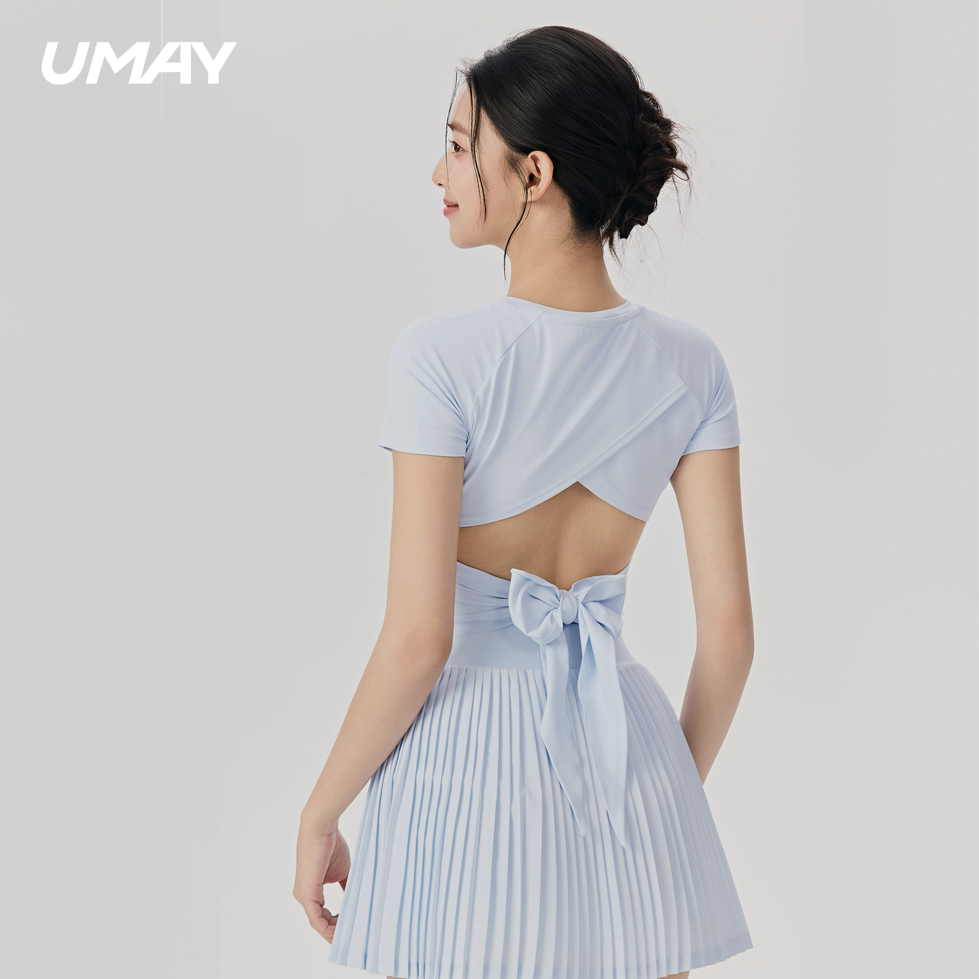 佑美镂空美背瑜伽服上衣套装女绝美可外穿普拉提运动防走光网球裙