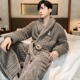 2025秋冬珊瑚绒睡衣男睡袍浴衣长款 加绒加厚保暖长毛绒法兰绒浴袍