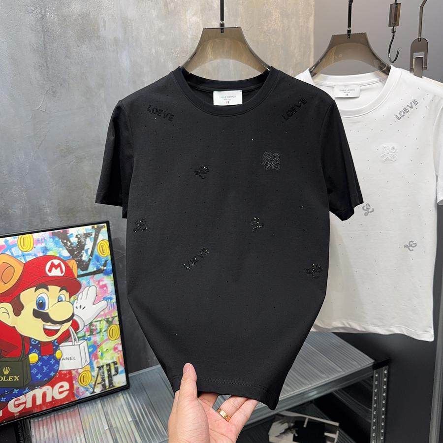 欧洲站夏款轻奢欧货个性烫钻压花满天星男短袖圆领修身品质T恤