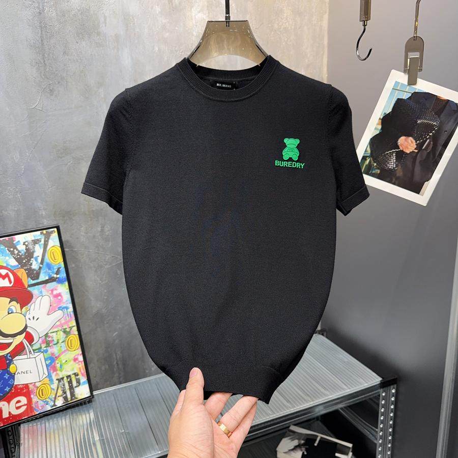 断码清仓~欧洲站新款轻奢品质小熊男修身针织毛衣短袖打底衫