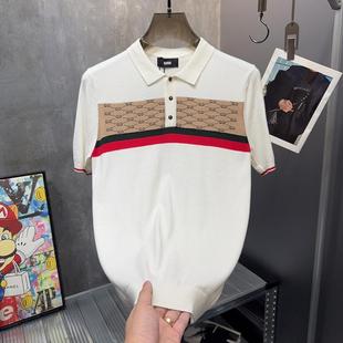 断码清仓~欧洲站新款轻奢品质男修身针织毛衣短袖打底衫polo