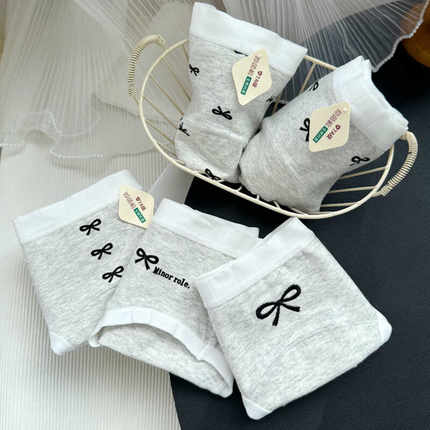 内裤女生纯棉裆7a类抗菌加长裆部少女可爱蝴蝶结灰色大码三角裤