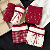 Red甜心 新款 红色内裤 本命年女纯棉裆少女甜美波点可爱喜庆三角裤