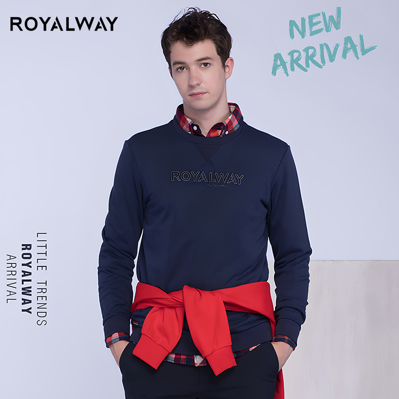 ROYALWAY圆领套头卫衣男春秋长袖