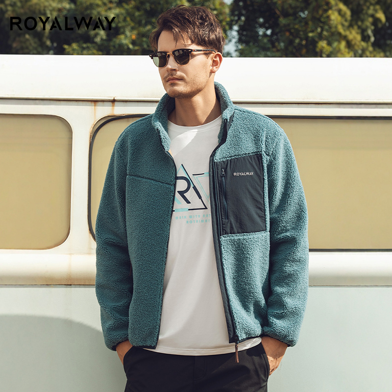 ROYALWAY复合抓绒衣男羊羔绒立领