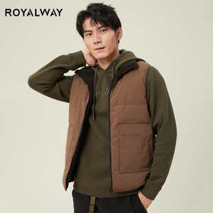 ROYALWAY两面穿羽绒马甲男式秋冬季简约立领休闲轻薄内搭保暖背心